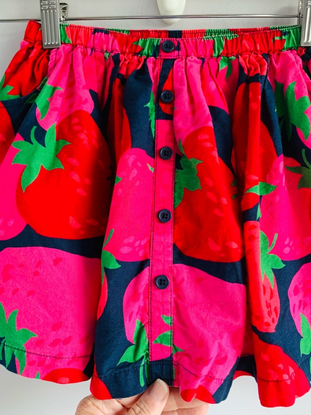 Crazy 8 Strawberry Skirt Cotton Pink Red Navy Colorful Summer Fun  Girls EUC 5 6